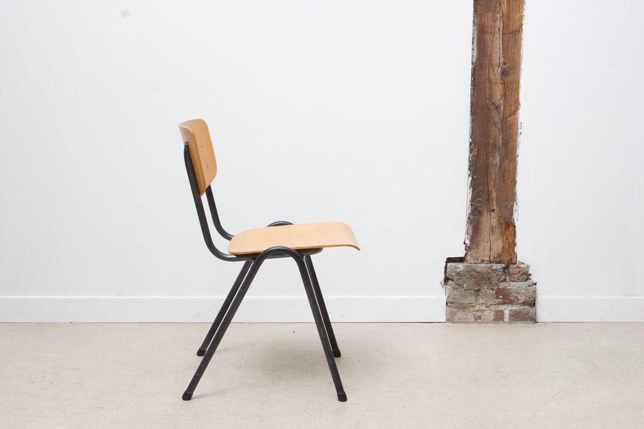 Vintage stackable chair eromes F4 beech anthracite