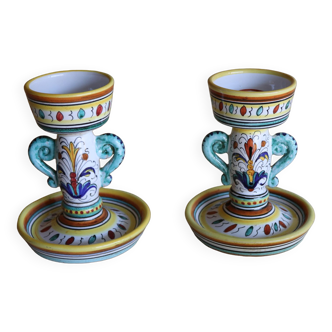 Pair of candle holders Italy Deruta