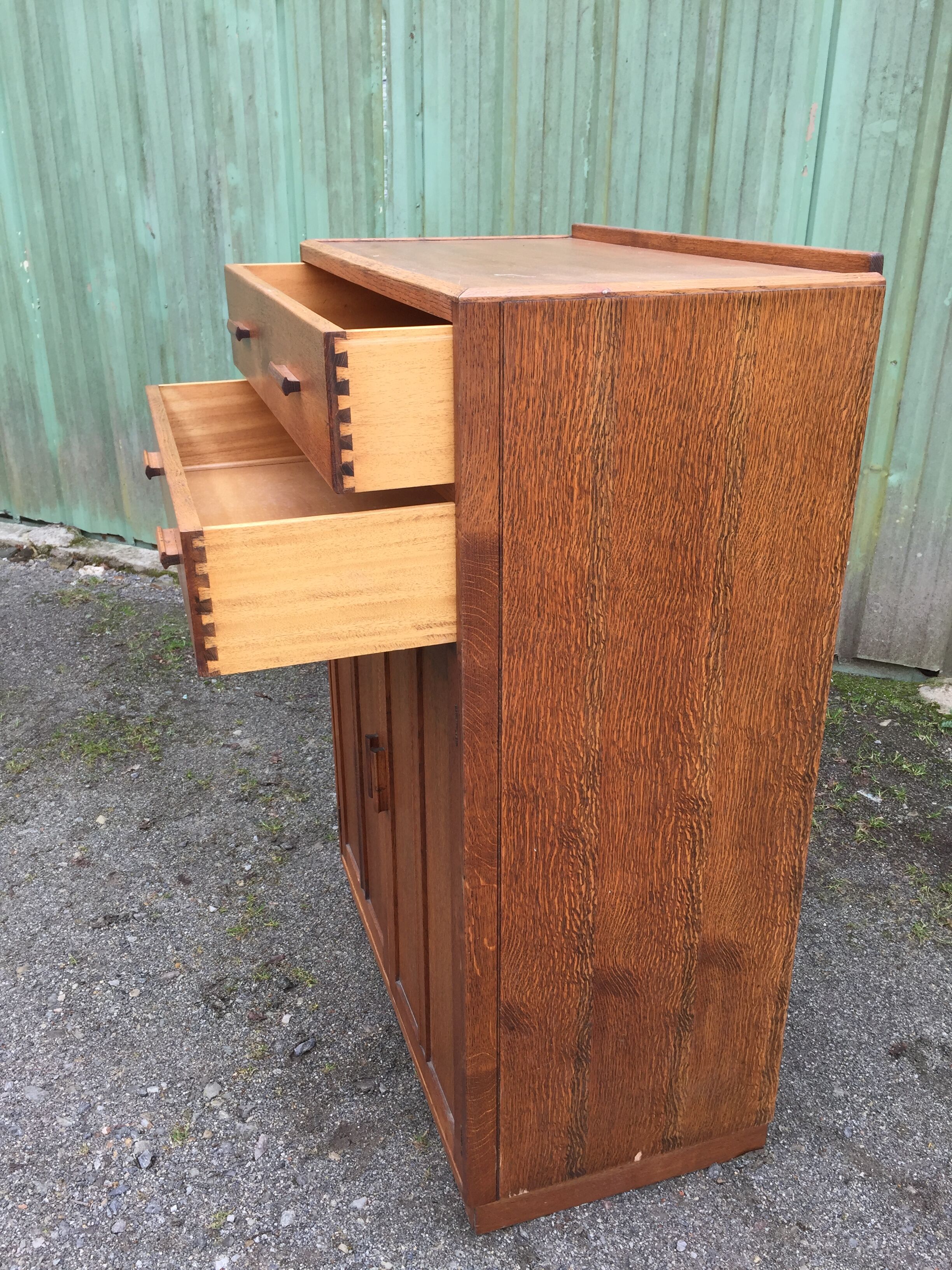Vintage wardrobe said tall boy oak with 2 drawers and 2 doors