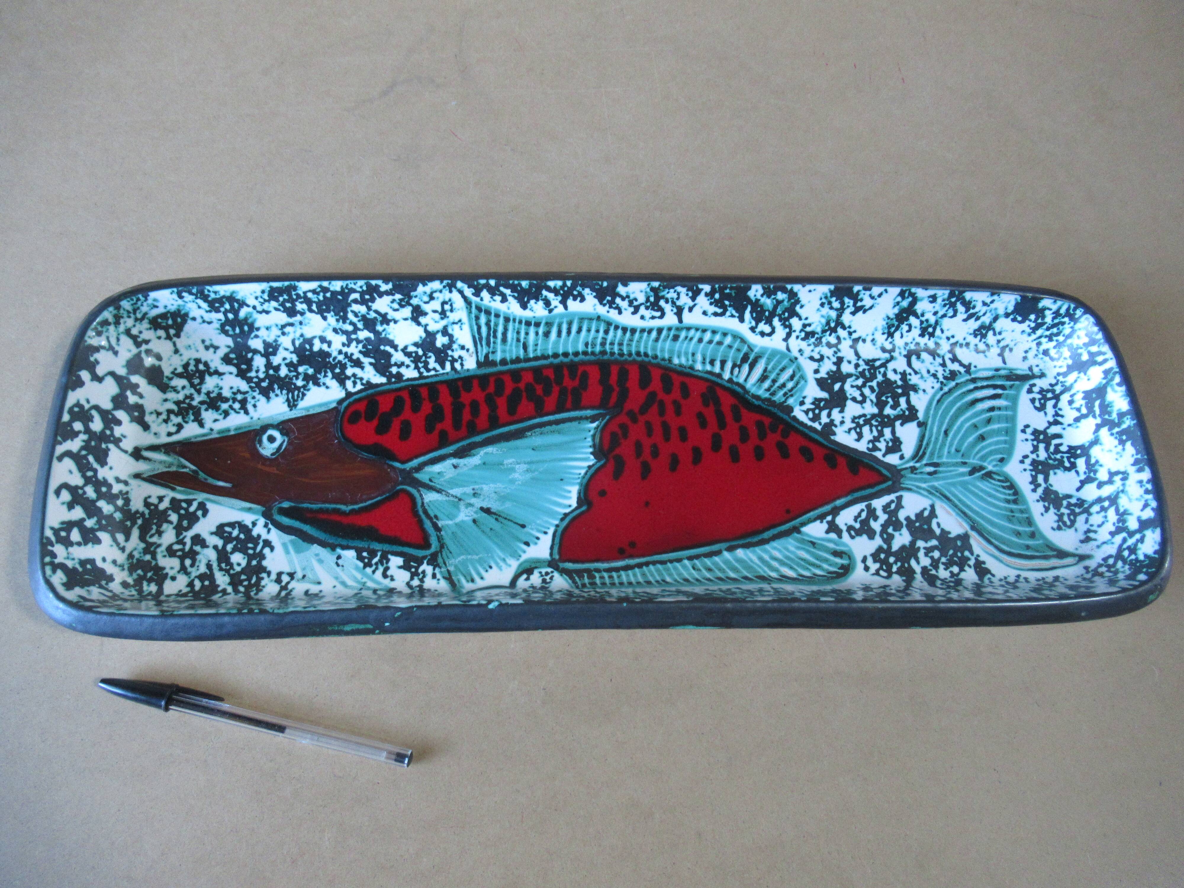 Large Ceramic Dish DOMINIQUE BAUDART - VALLAURIS the old mill - 55.5cm