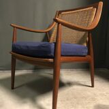Peter hvidt & orla molgaard nielsen model 147 teak & rattan chair for france & son