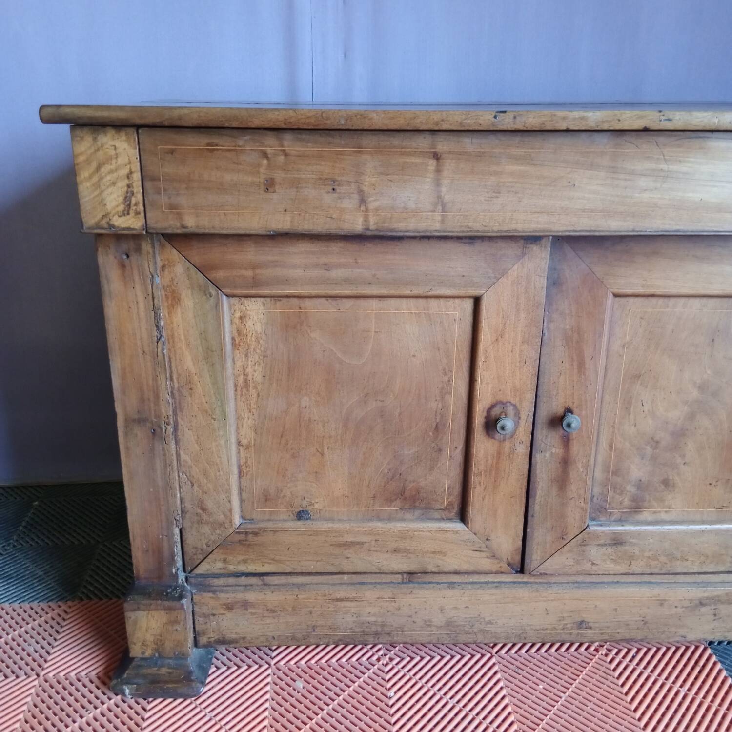 Two-door sideboard, walnut sideboard, antique sideboard.