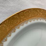 Cake service 6 dessert plates and 2 dishes Georges Boyer porcelain Limoges 1950