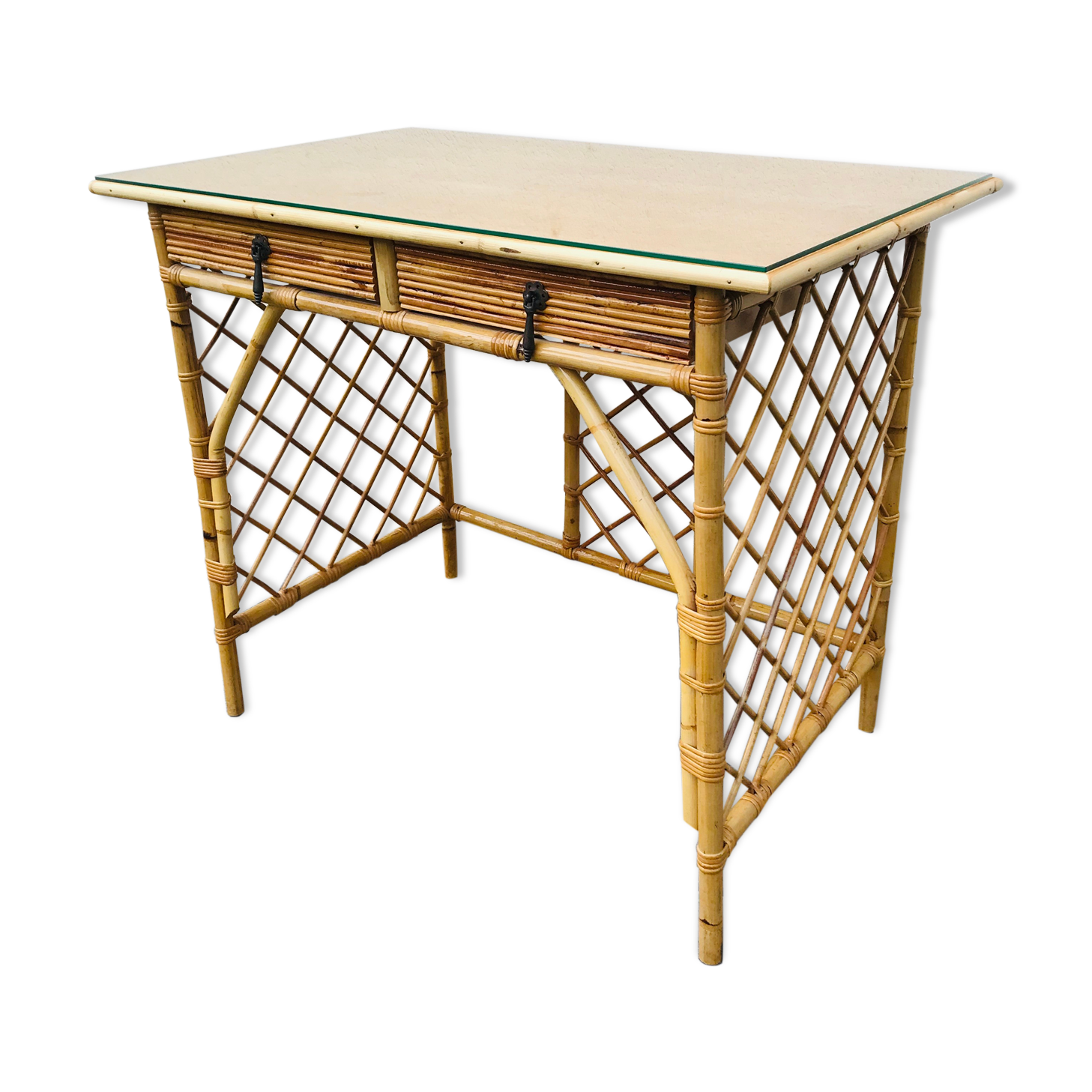 Desk in vintage rattan