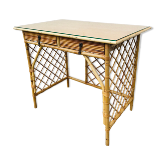 Desk in vintage rattan