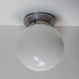 Opaline art deco ceiling light chrome support
