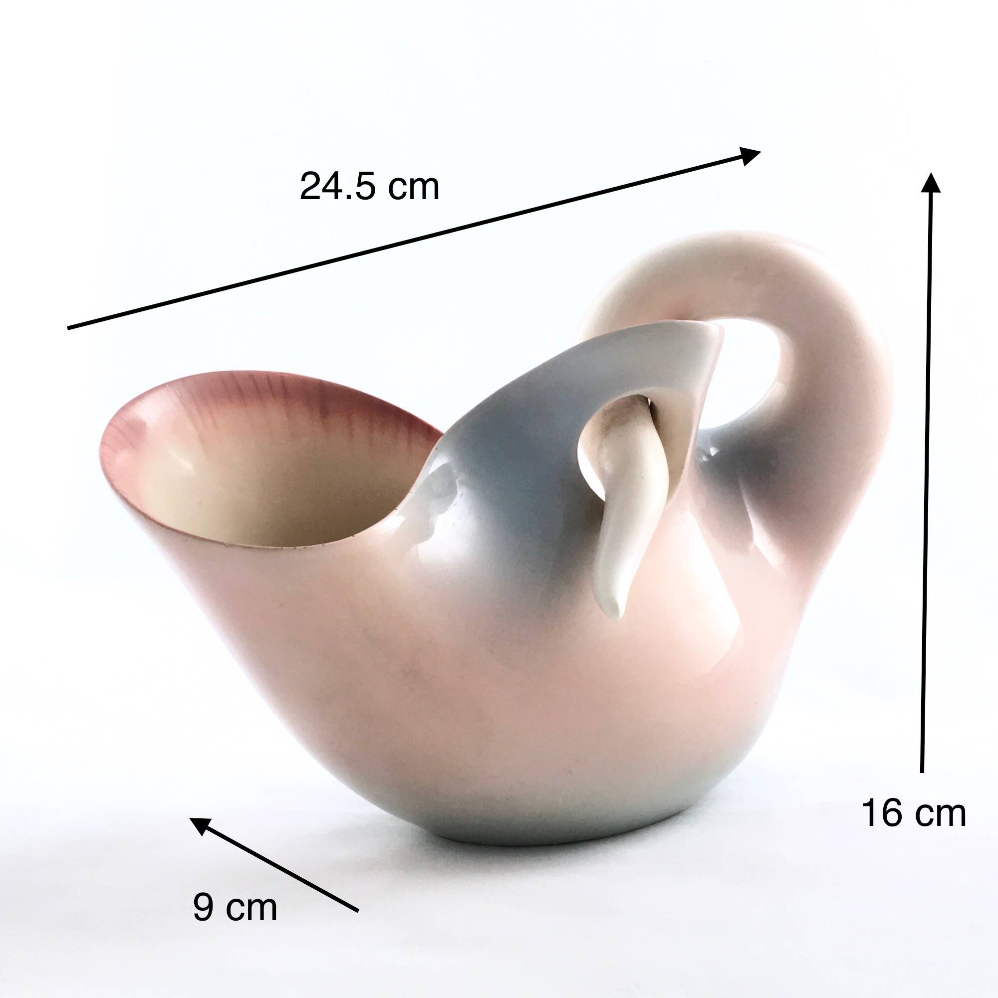 Centre de table en terre cuite laquée rose clair par Vibi, Italie, années 1960
