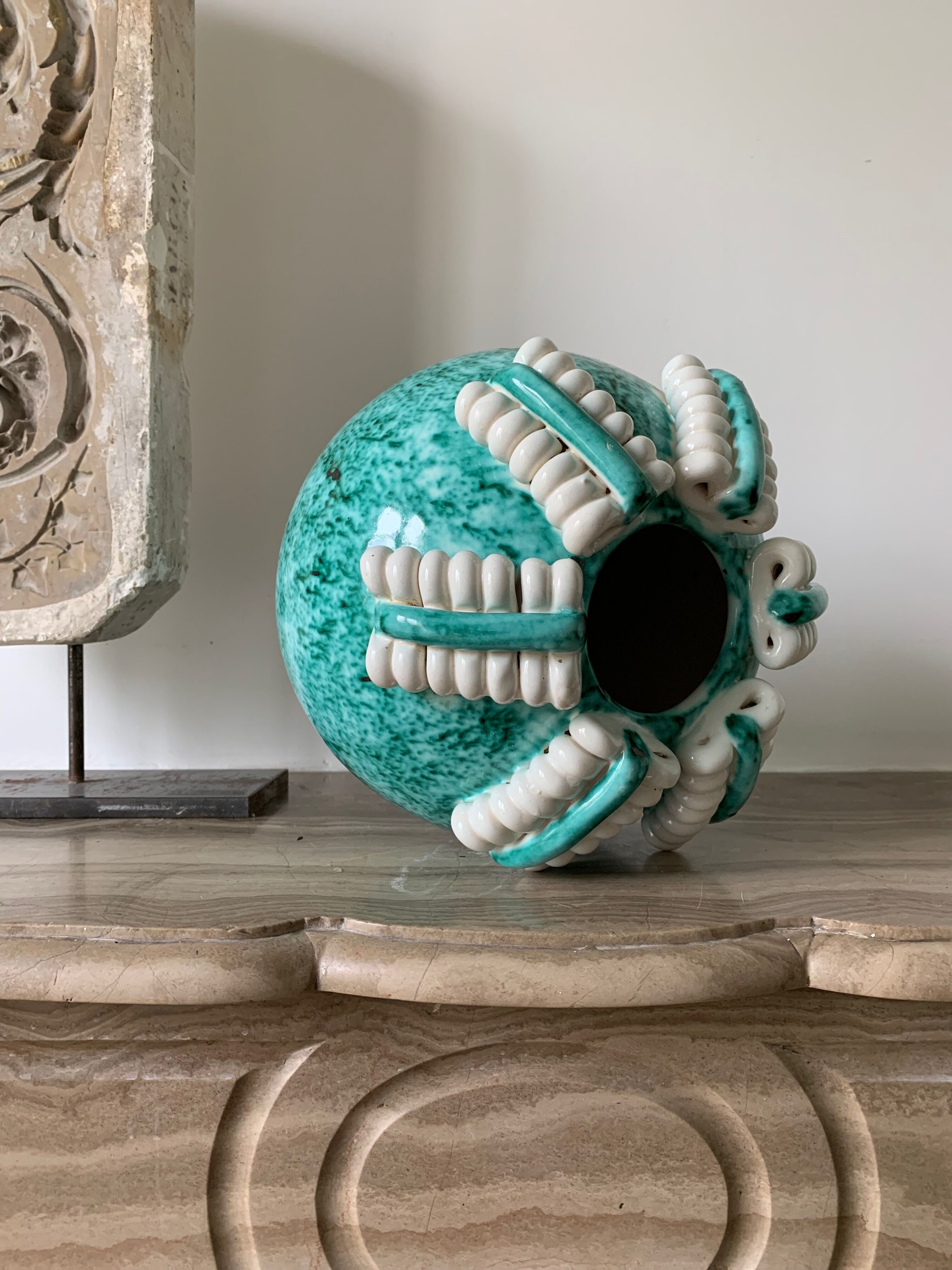 Vase green ball Gustave Asch for Primavera model ball called Sainte Radegonde