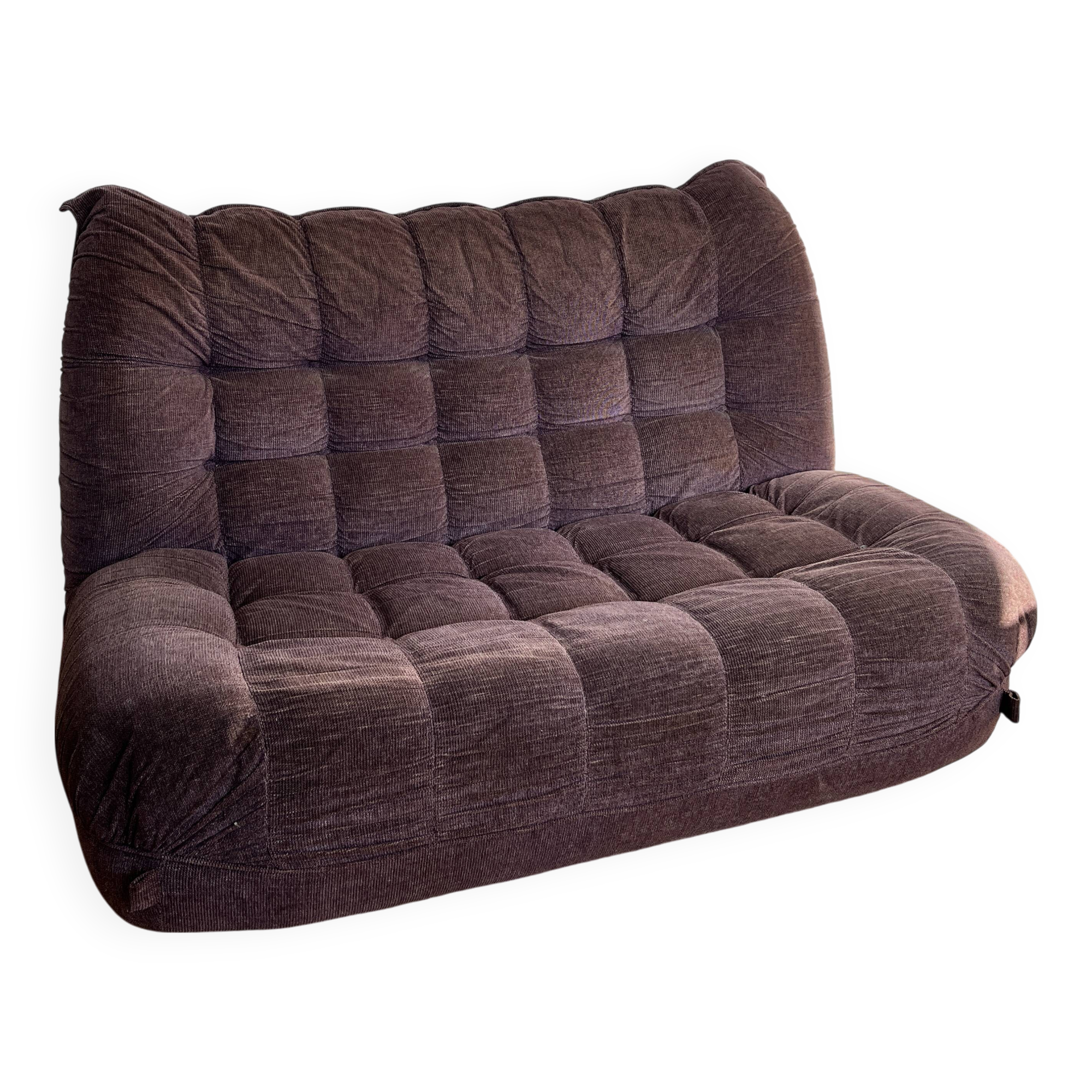Canapé chauffeuse velours vintage