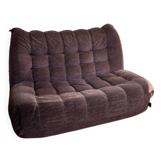 Canapé chauffeuse velours vintage