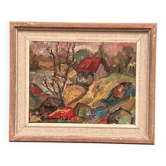 Swedish Oil on Canvas – “Cottage with a Red Roof” by Nils Grahmstad