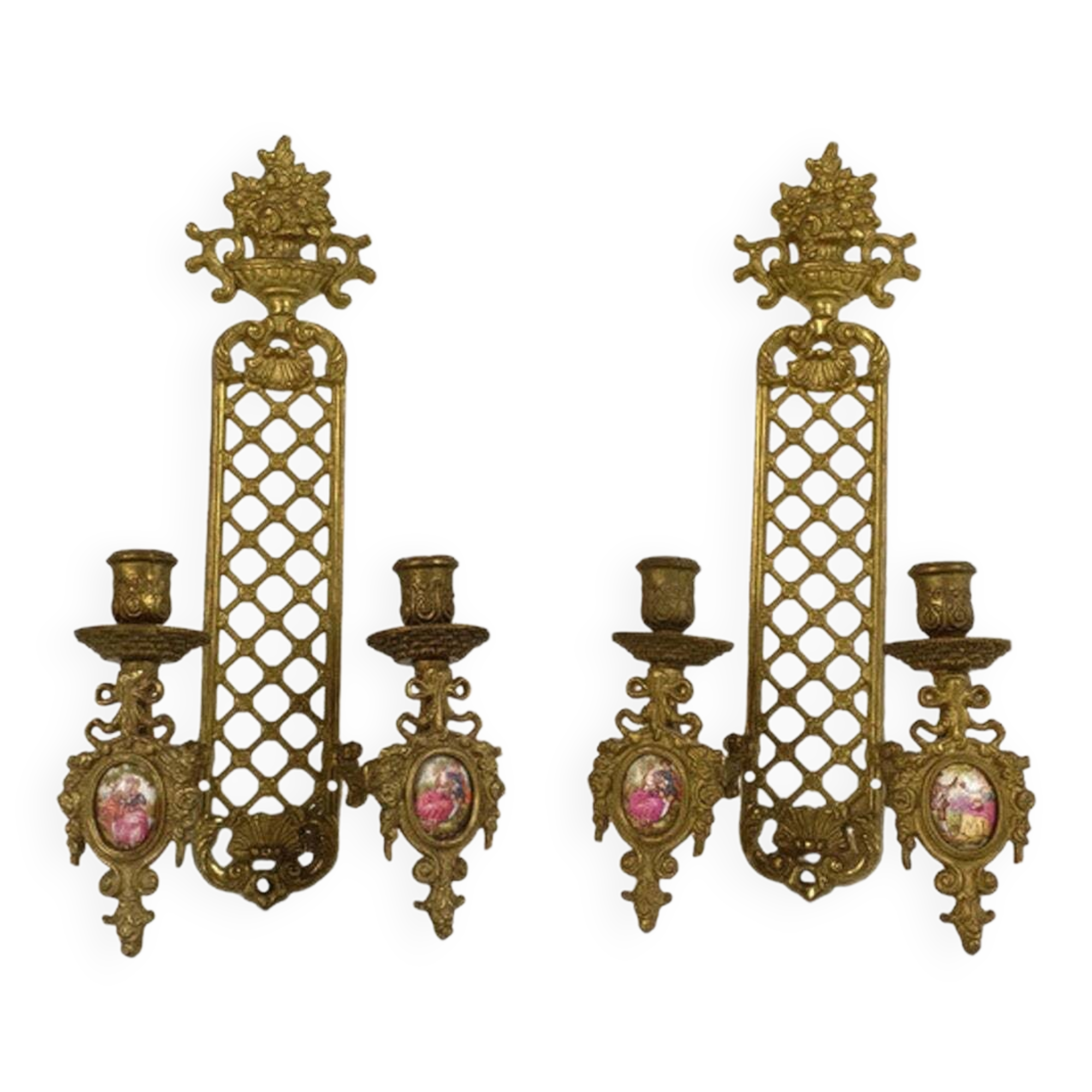 Pair Of Vintage French Brass Sconces