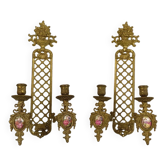 Pair Of Vintage French Brass Sconces