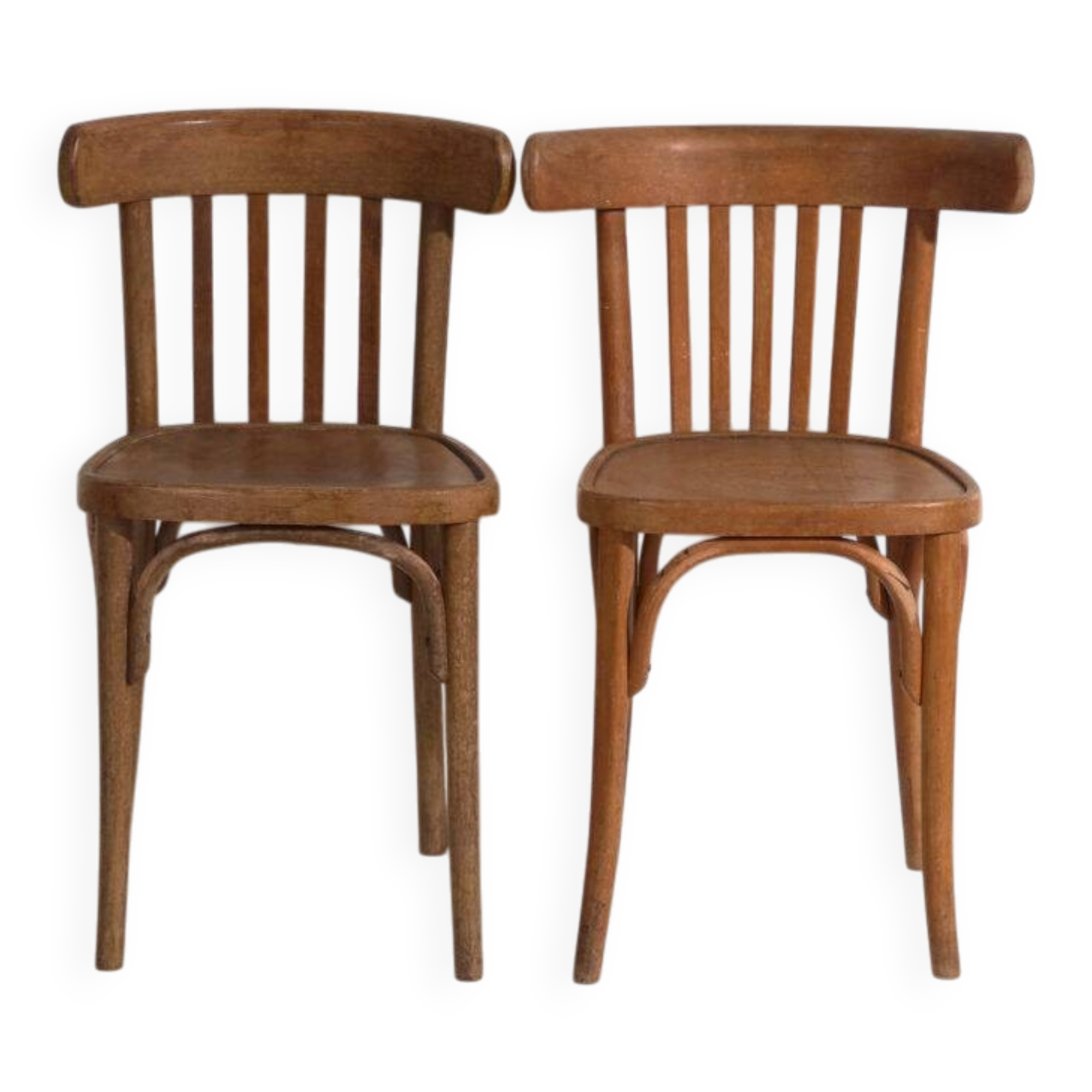 Pair of Thonet-style chairs in bentwood with low backrest – Central Europe, circa 1920