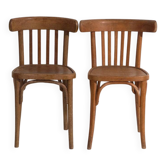 Paire de chaises style Thonet en bois courbé à dossier bas – Europe centrale, vers 1920