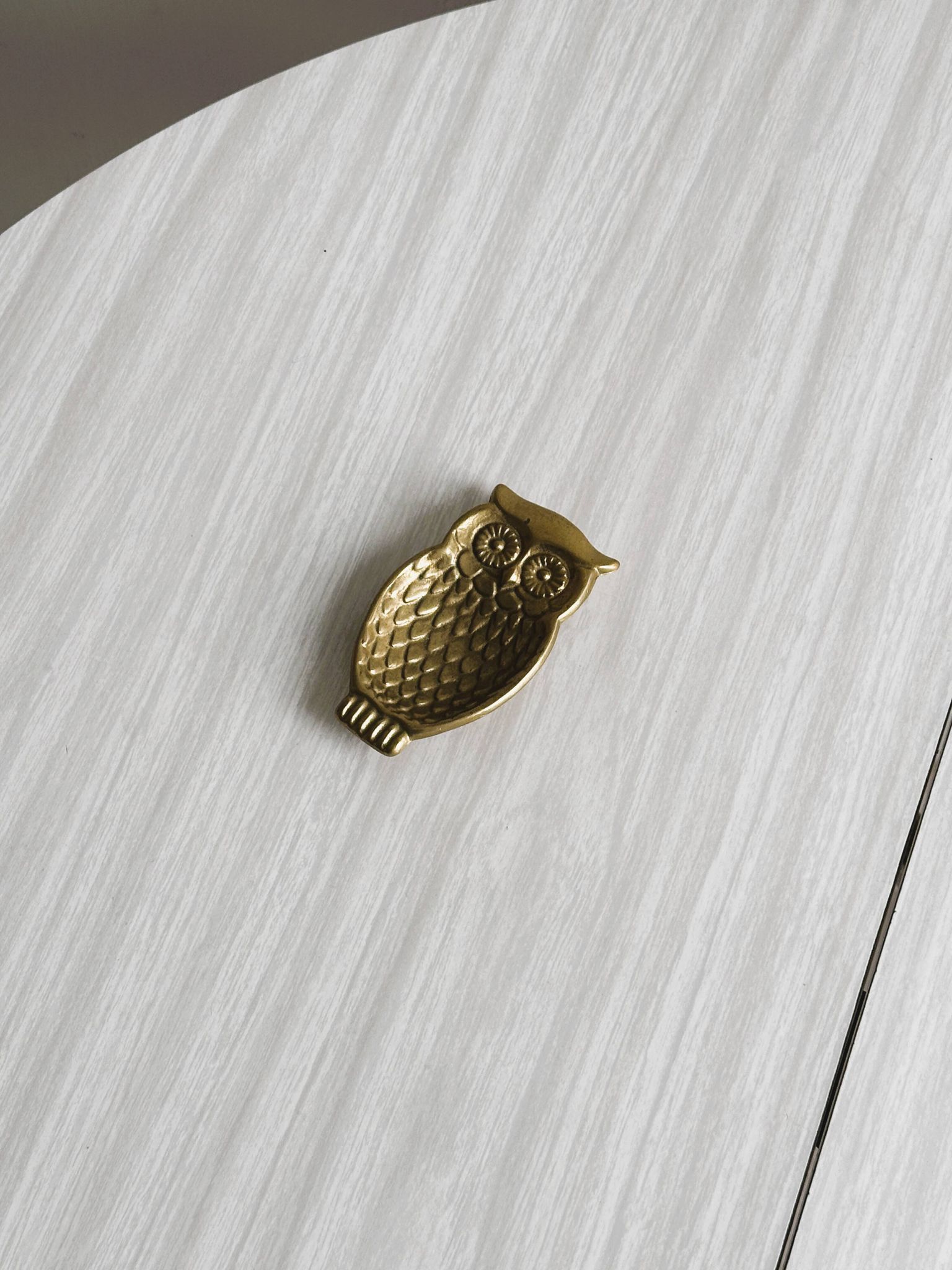 Vide-poche hibou en métal doré