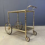 Chariot de bar en laiton imitation bambou, Orsenigo Italie, années 1970