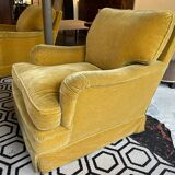 Paire de fauteuils en velours 1960