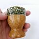 Set of 4 egg cups, salt shakers, pepper shakers and vintage wood and ceramic timer