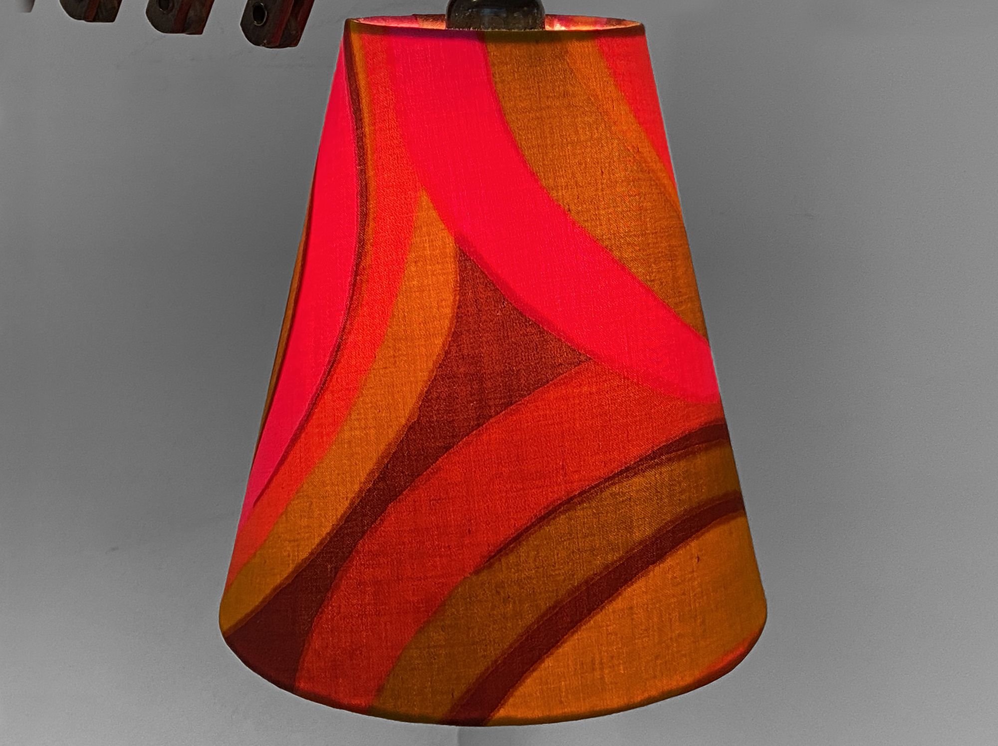 Wall lamp/scissor lamp with new shade from repurposed 1960s printed fabric by Metsovaara . Sweden 19