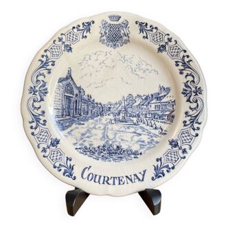 Plate courtenay gien France old landscape decoration earthenware village