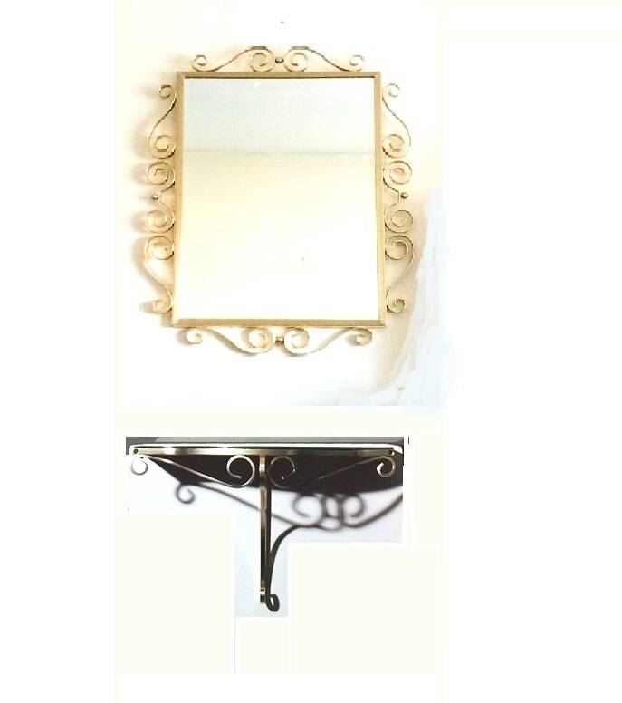 50s gilded brass mirror. Vintage. Hollywood Regency