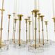 Set of 15 Scandinavian candle holders in brass and glass, Gunnar Ander, Ystad Met
