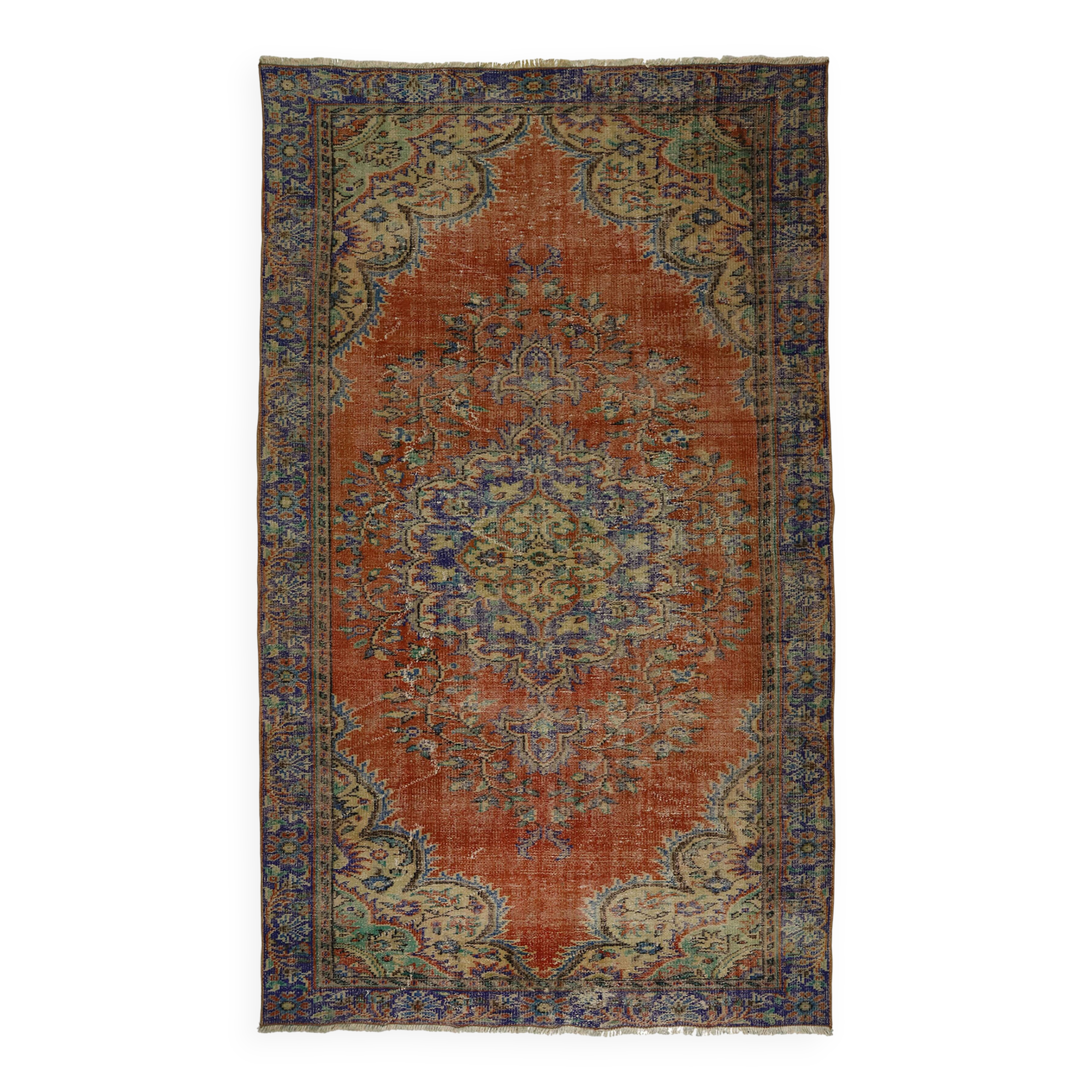 One-of-a-kind turkish handwoven vintage rug - rustic vintage charm 308x 174 cm