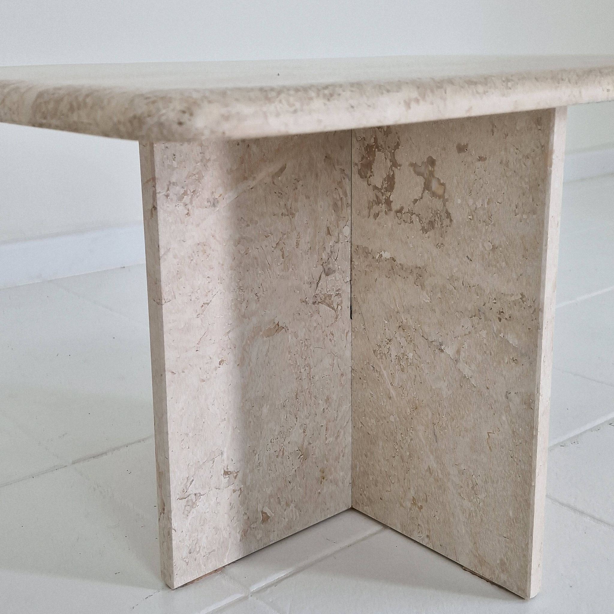 Travertine Coffee or Side Table in Teardrop Shape, Italy 1980s