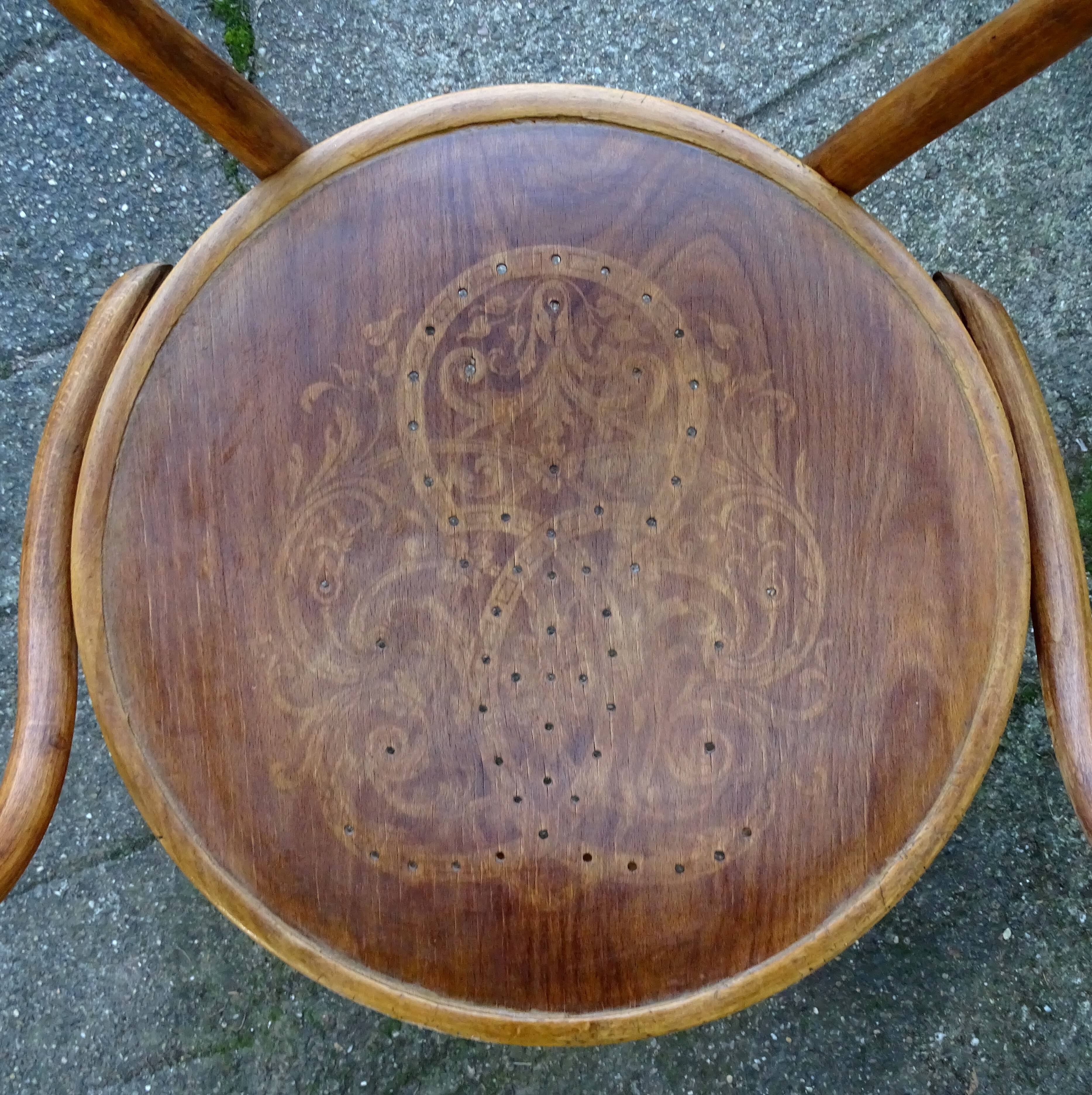 Le Corbusier b9 blond armchair, by Kohn, wooden seat 1915