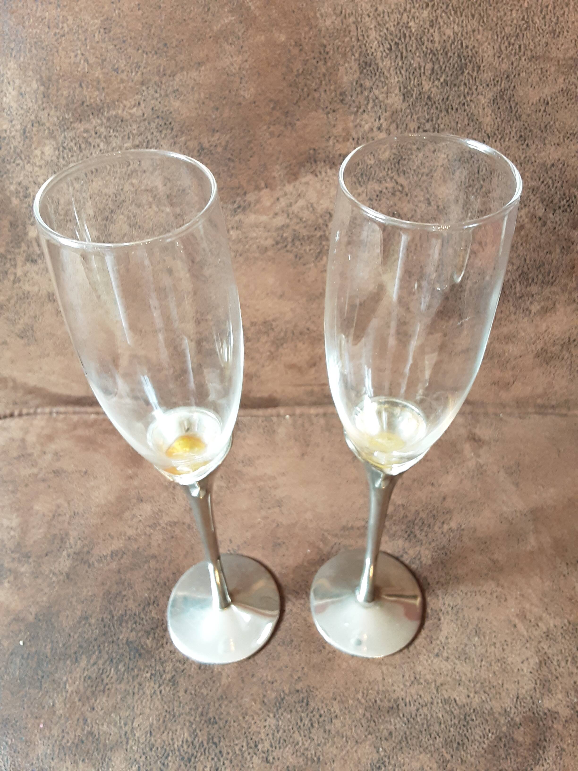 Set of 2 crystal champagne flutes