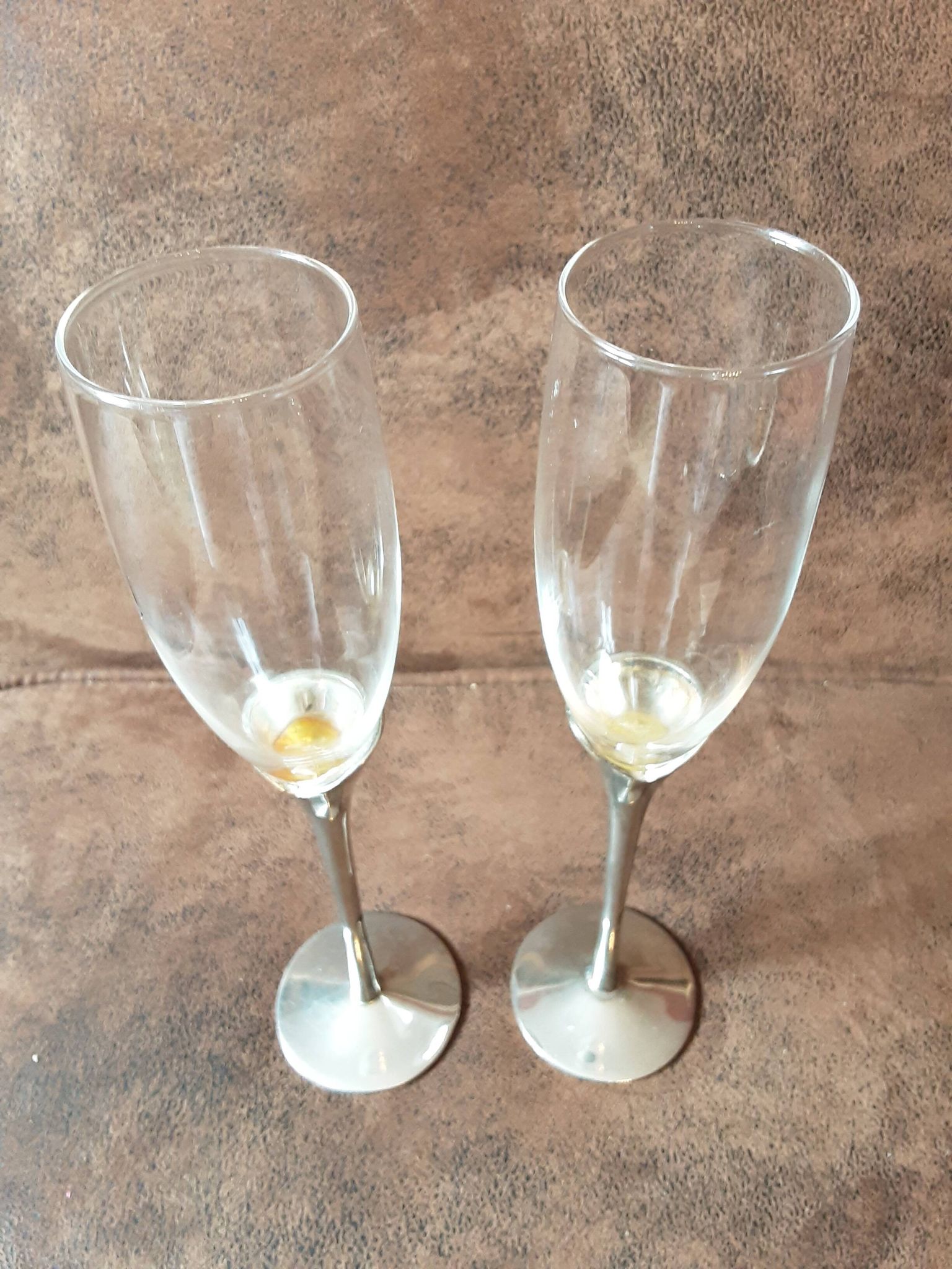 Set of 2 crystal champagne flutes