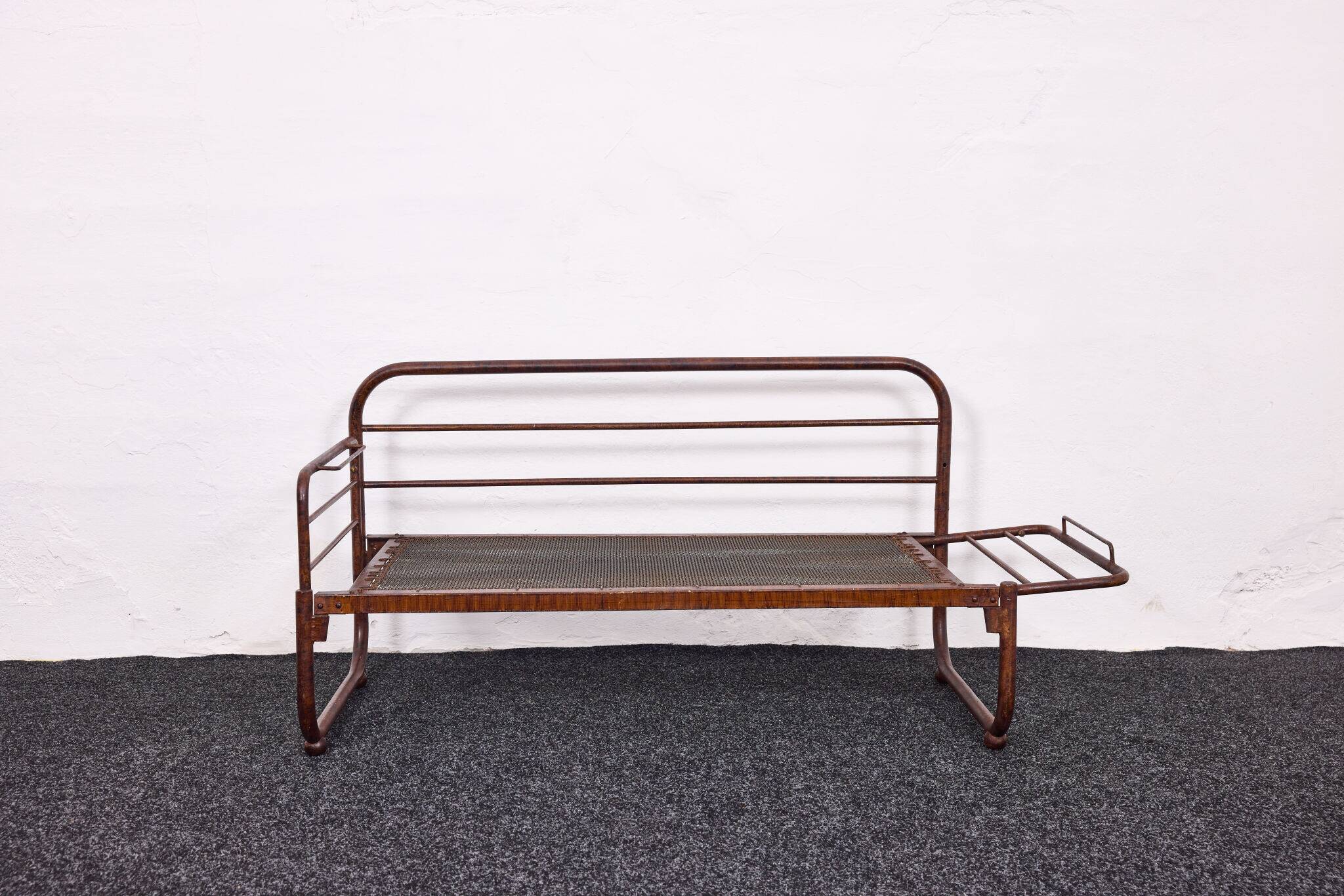 Bauhaus-style tubular steel sofa with hand-paint veneer pattern, 20s