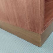 Meuble d'entrée d'appoint console art déco en bois couleur teck et doré