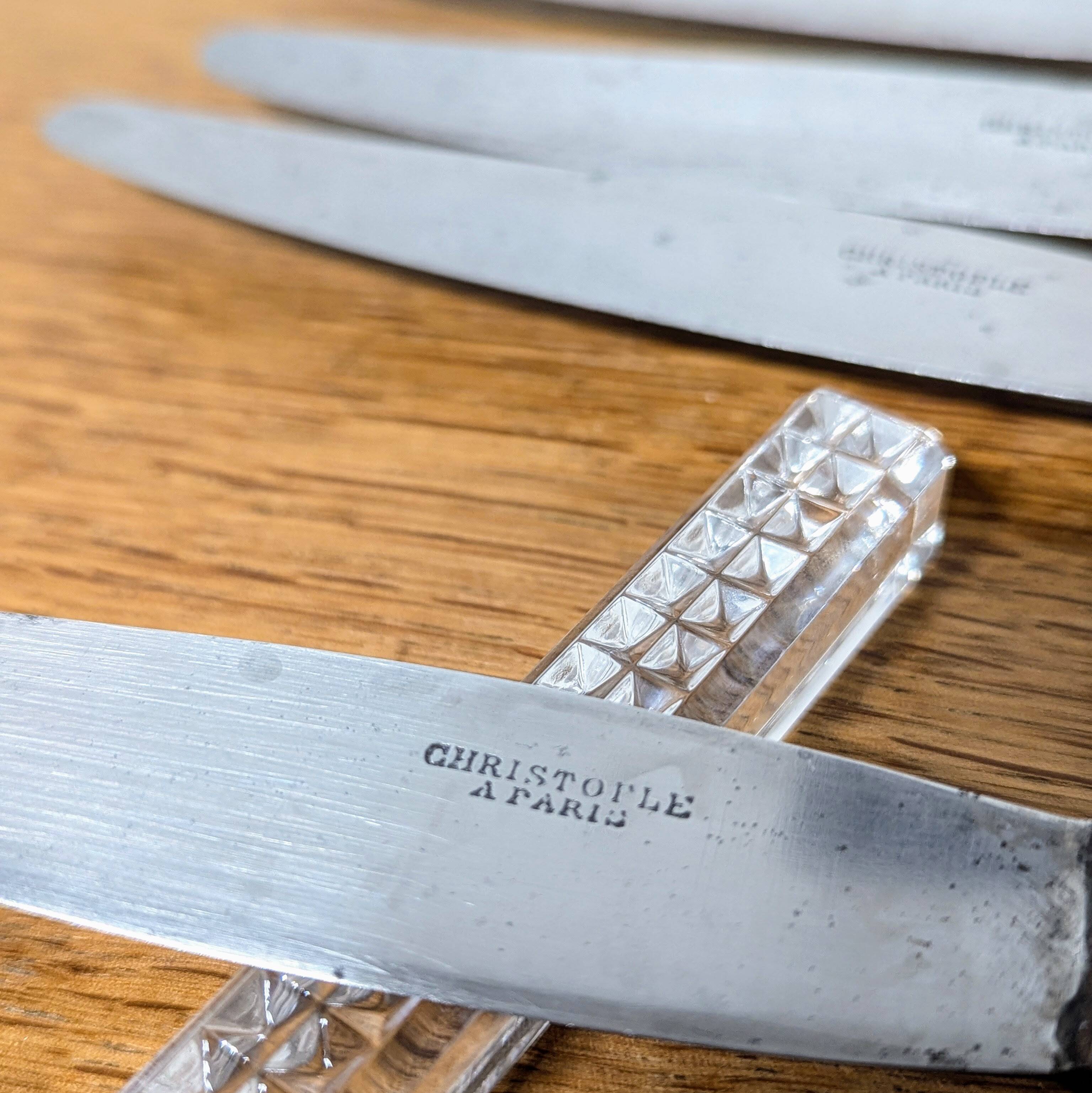 6 Christofle silver-plated metal knives