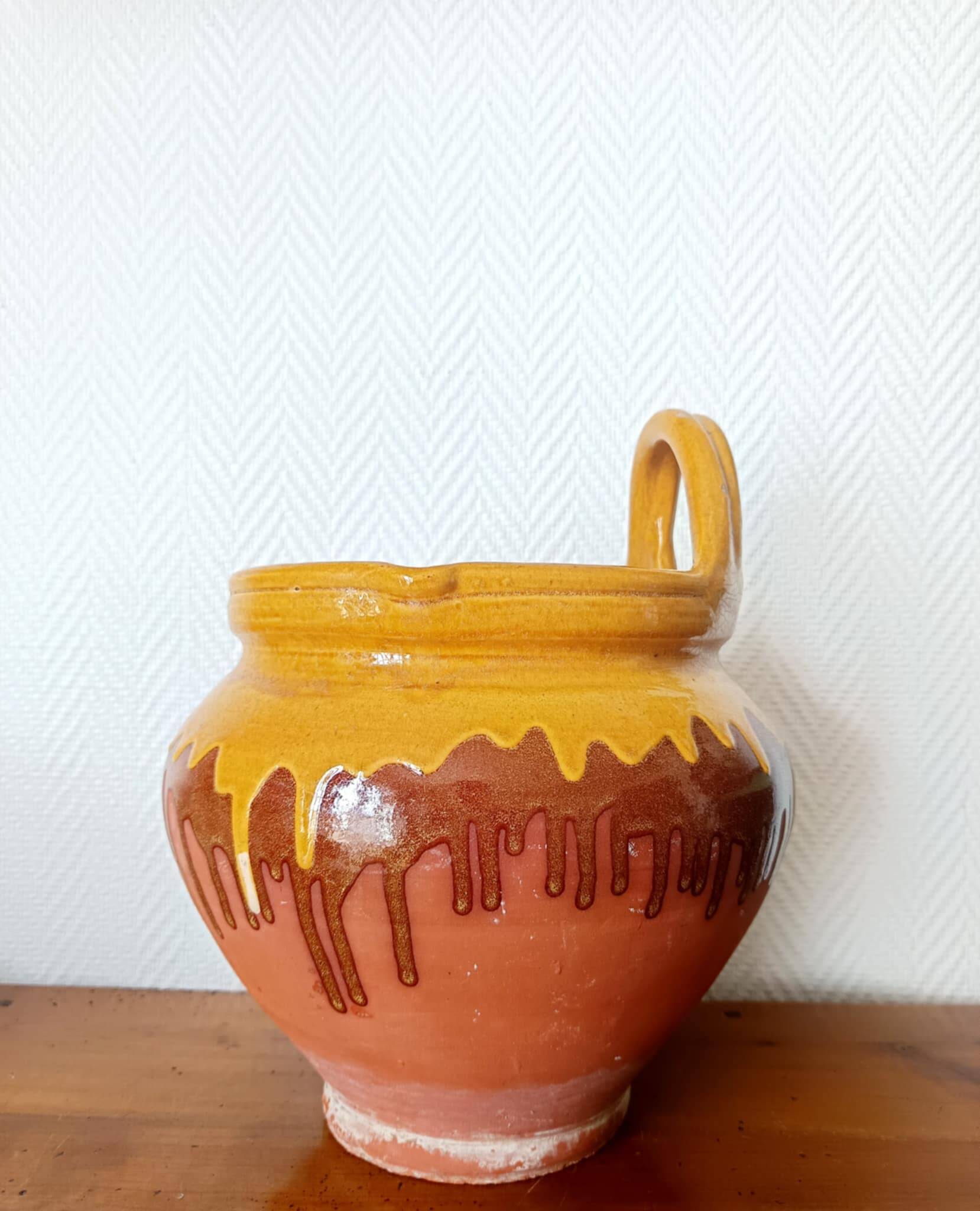 Vintage glazed pottery planter