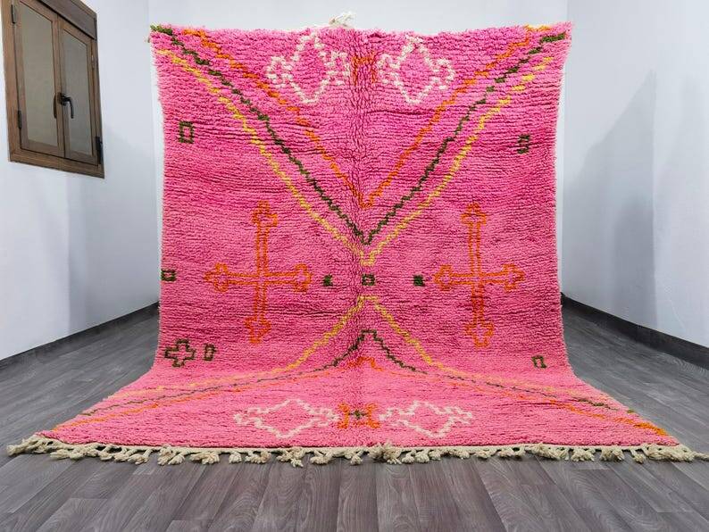 Incredible Moroccan pink rug, Beni Ourain rug 150/250cm