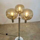 Old 3-light chrome and smoked glass floor lamp Italian design from the 70s vintage