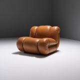Velasquez Vintage Lounge Chair in Cognac Leather by Mimo Padova Italy