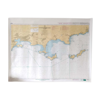Carte marine côte sud de France Toulon et ses îles  119x90cm