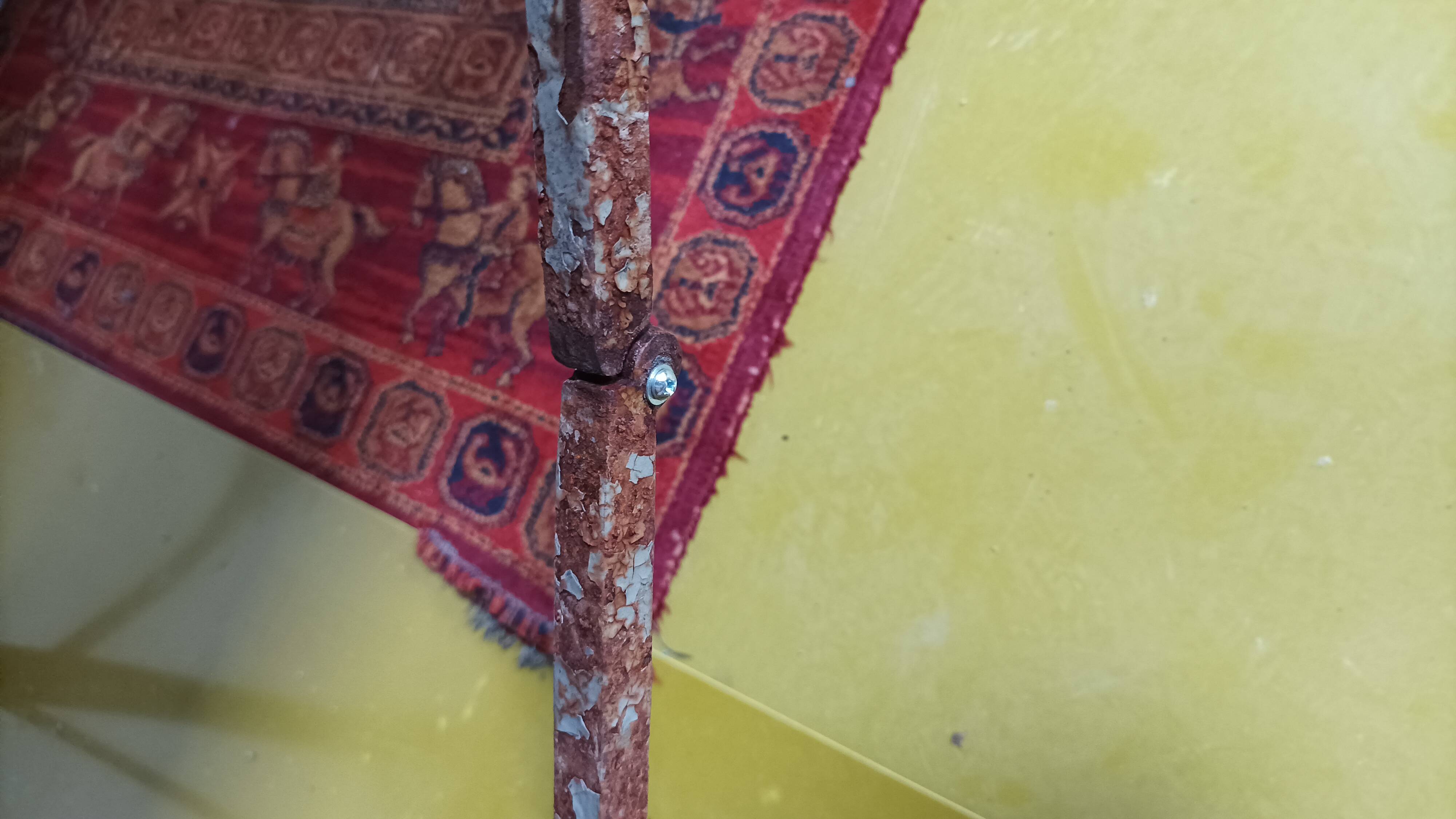 Large industrial metal and beech table