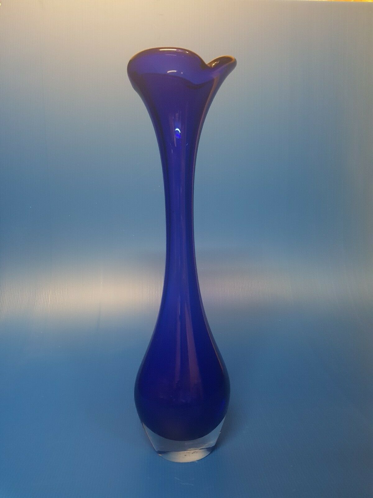 Blue vase Murano vase soliflore grinded
