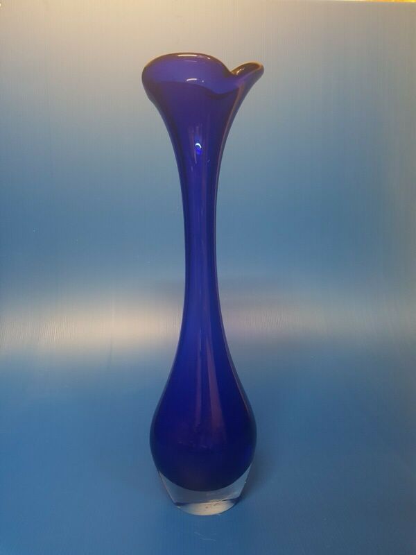 Vase bleu Murano vase soliflore meulé