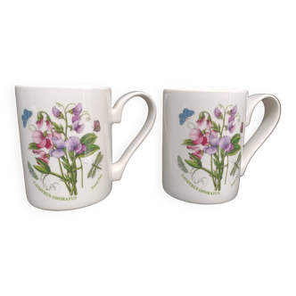 2 mugs Botanic Garden Portmeirion, faïence anglaise