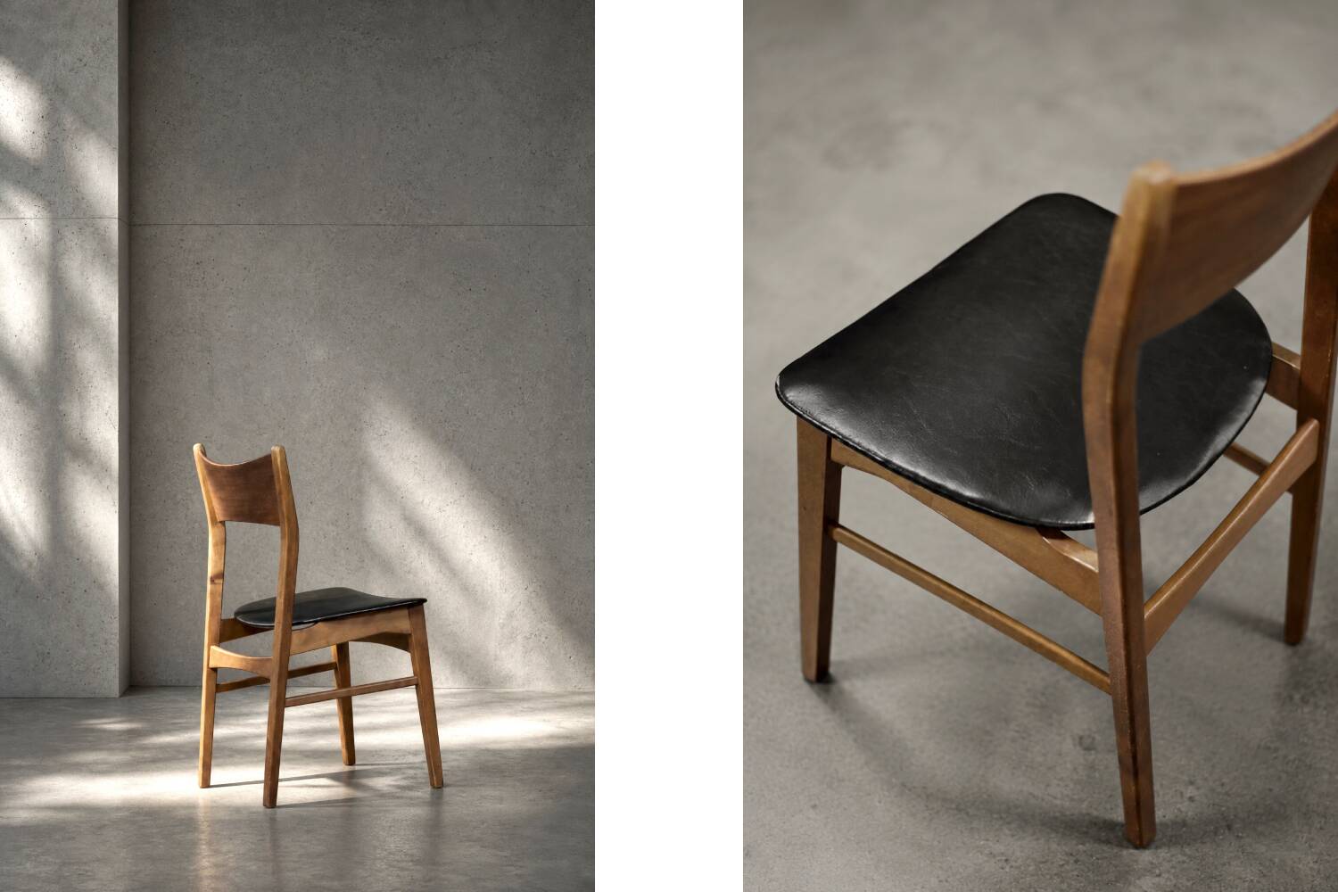 Ensemble de 4 chaises de salle à manger vintage mi-siècle danoise modernes en hêtre et teck.