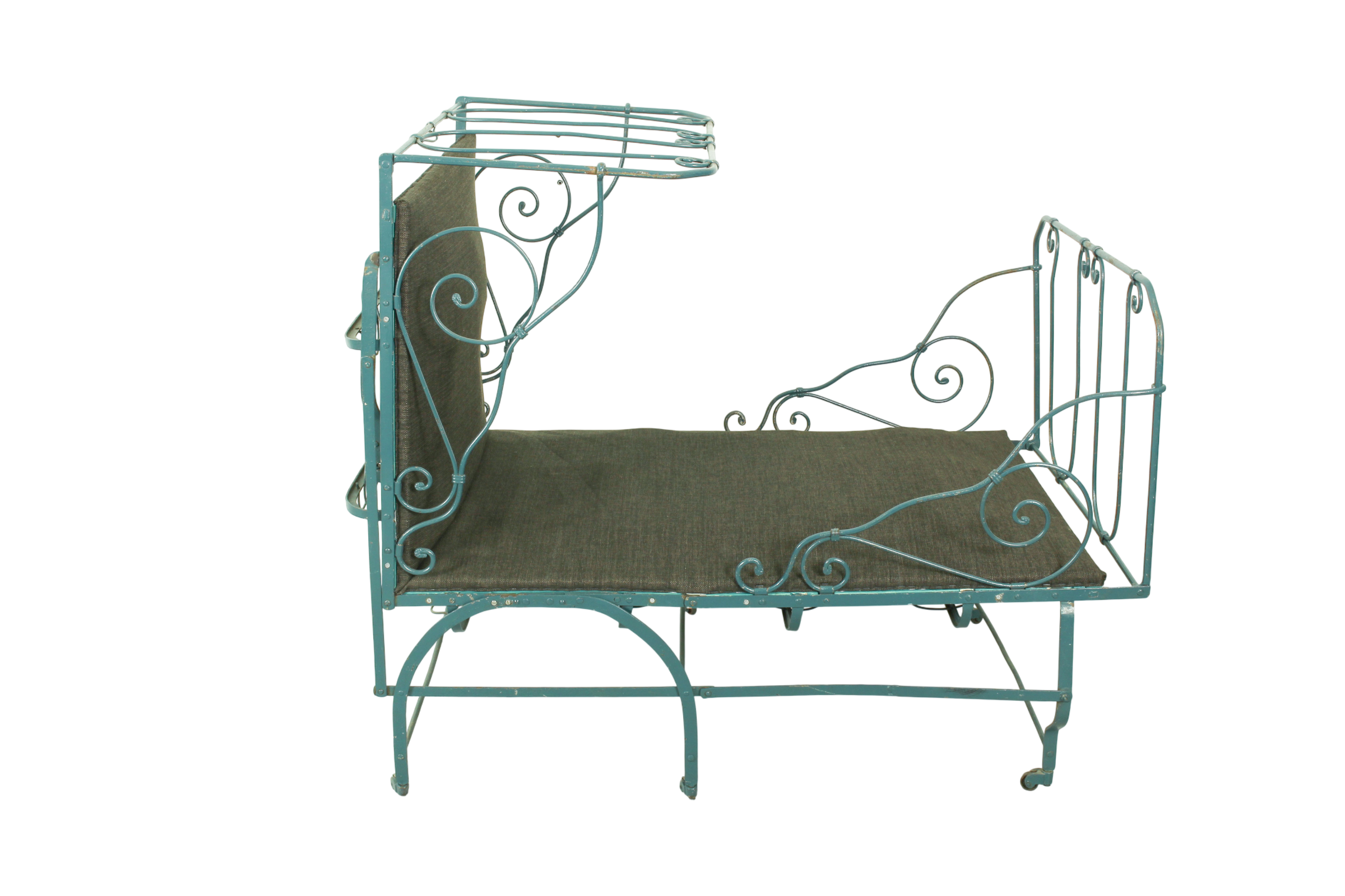 Foldable metal daybed with new webbing and upholstery