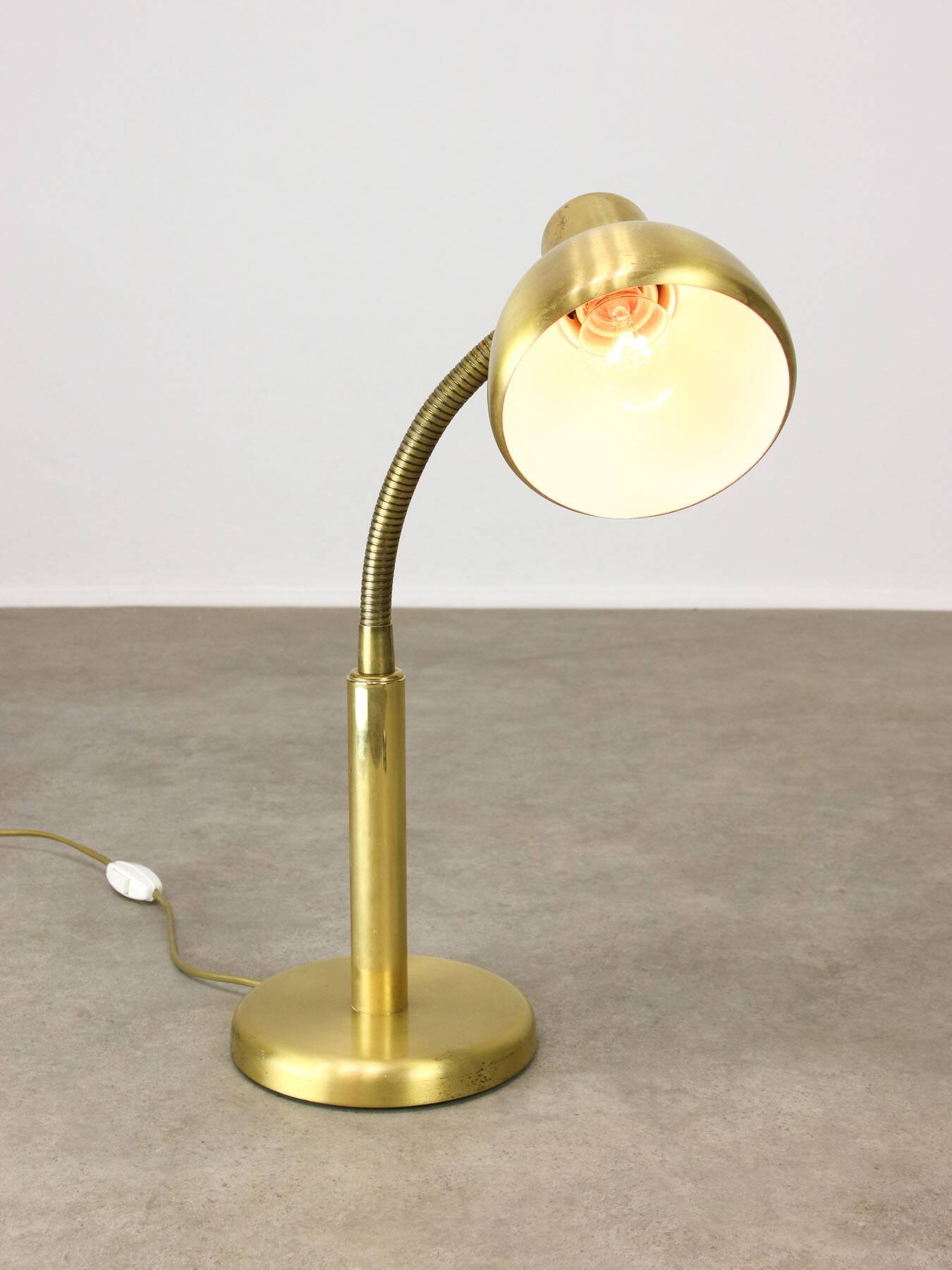 Vintage Italian Brass Gooseneck Table Lamp