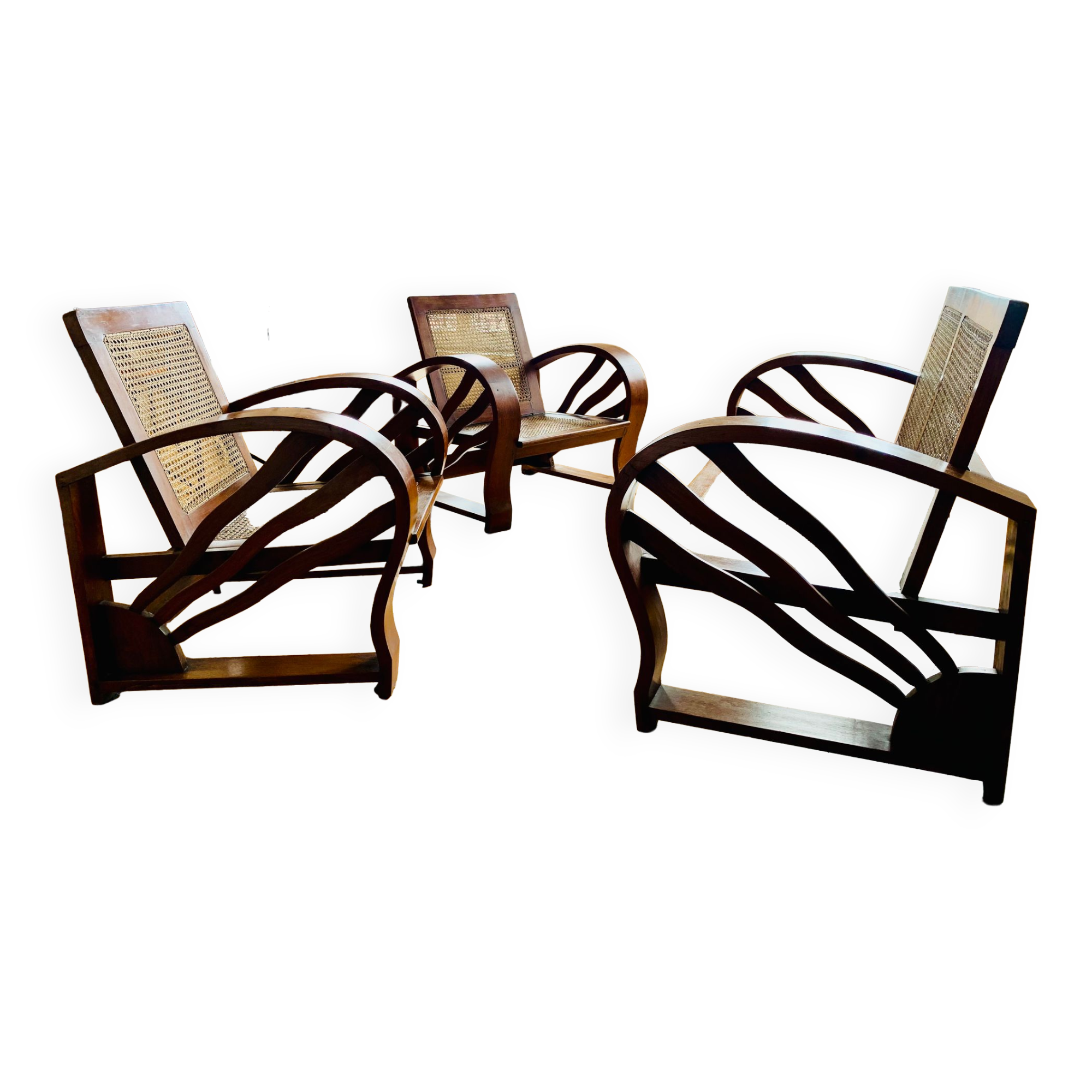 Set living room armchairs sofa colonial style art deco