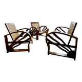 Set living room armchairs sofa colonial style art deco