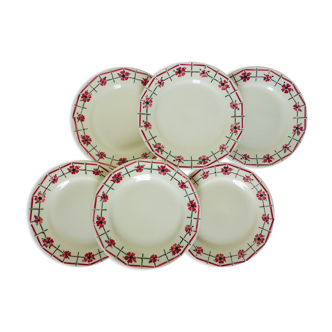 6 flat plates of Céranord St amand model Monique